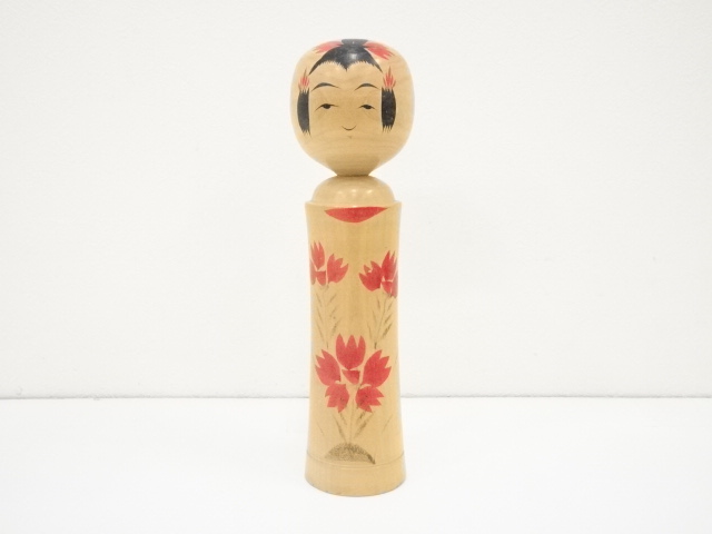 JAPANESE FOLK CRAFT / WOODEN KOKESHI DOLL / 24.7cm / SIGNED ARTISAN WORK